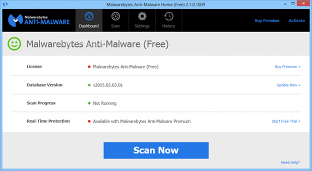 Malwarebytes Anti-Malware – антивирус, работающий на основе современных технологий.