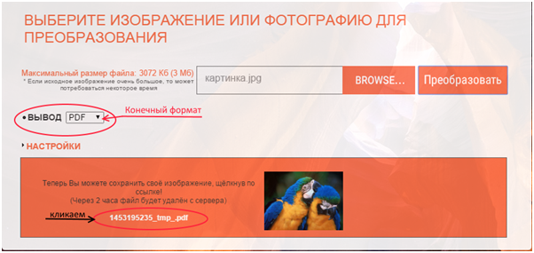 рис. 4. Кликаем по ссылке, FixPicture откроет готовый файл в новой вкладке
