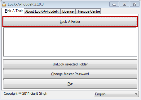 Нажмите кнопку Lock A Folder