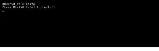 Вторая распространенная ошибка, при которой не запускается Windows 7 встречает пользователя текстом «BOOTMGR is missing»
