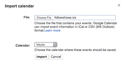 Импортировать календарь в Гугл