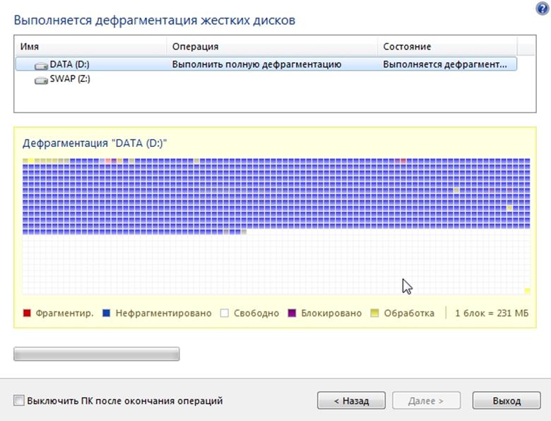Дефрагментация диска