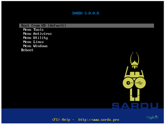 Важно отметить, что загрузчики становятся доступными в Menu Tools, когда запускается системный образ с накопителя