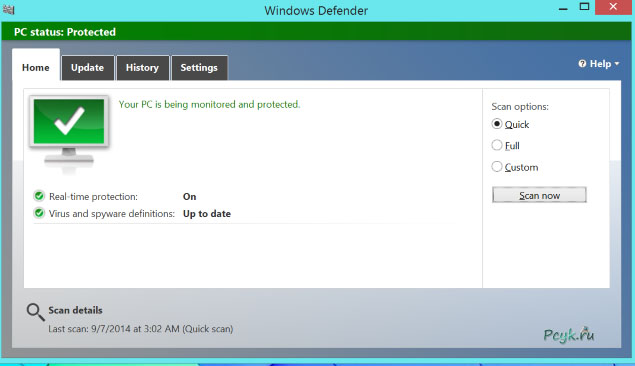 Встроенный антивирус Windows 7 