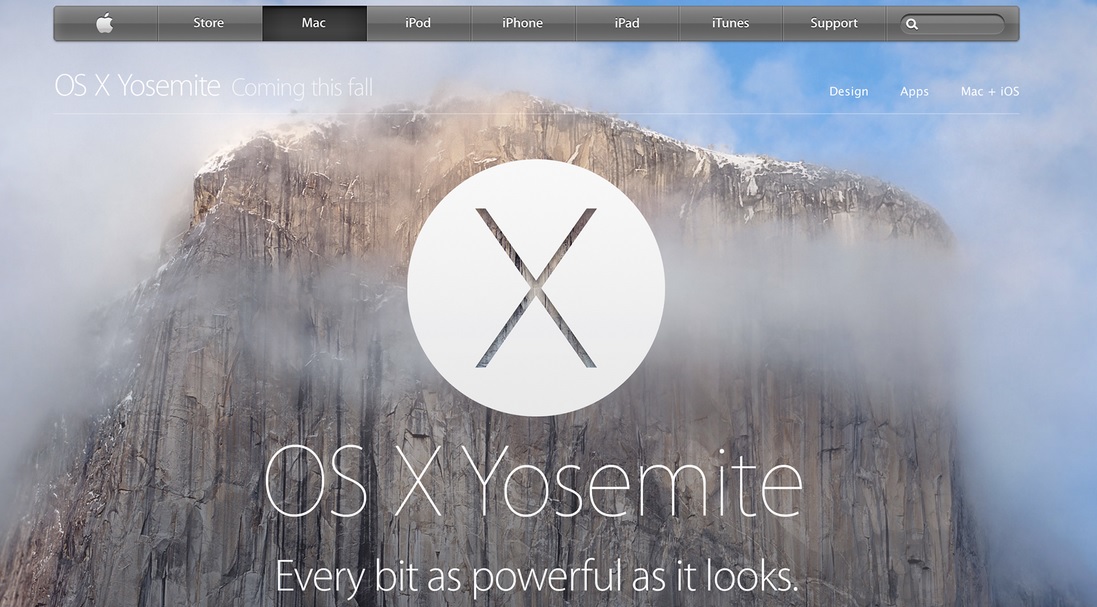 Заставка системы Mac OS X Yosemite