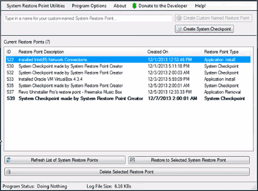 утилита Restore Point Creator