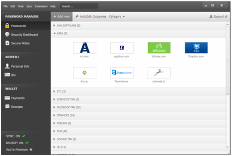 Пароли в Dashlane