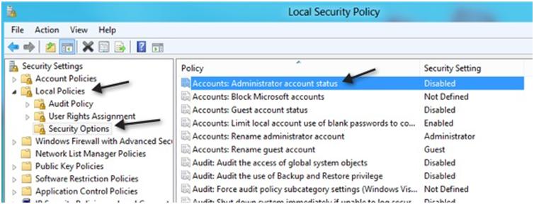 Accounts Administrator account status