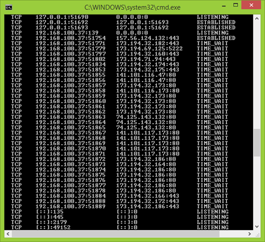 Команда Netstat
