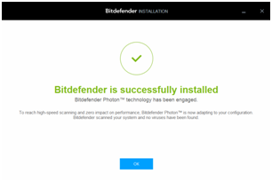 Завершение загрузки Bitdefender Internet Security