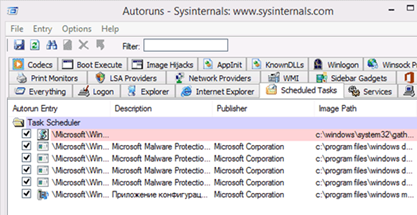 Sysinternals Autoruns Sysinternals Autoruns