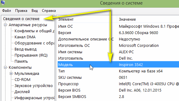 Сведения о системе