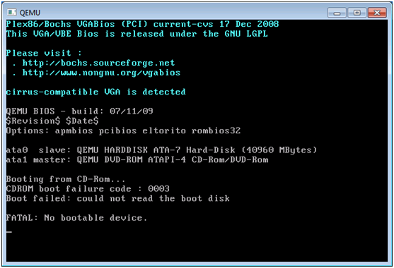 Если в тестовом режиме удастся запустить QEMU с загрузочной флешки, значит, образ ОС записан правильно