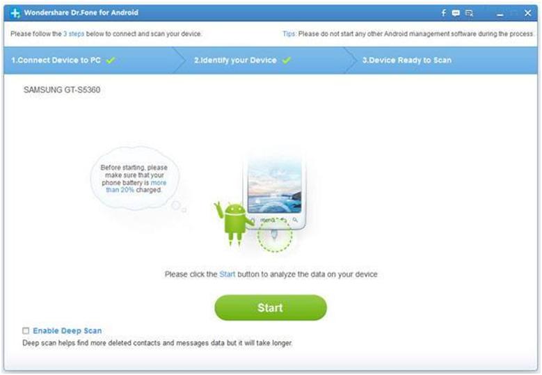 Запуск работы Dr. Fone