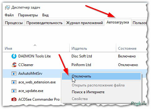 Выбор вкладки