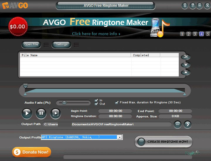 Программа AVGO Free Ringtone Maker