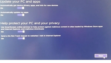 Выбрав пункт «Custom», мы можем поменять установки приватности в сети Интернет, а также параметры обновления автоматически и опять нажимаем «Next»