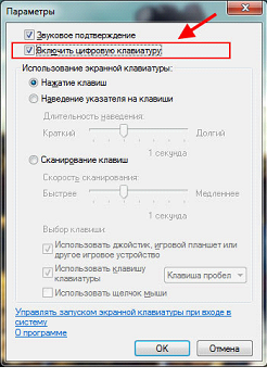 На экранной раскладке запустите меню «параметры», пункт «включить ЦК»