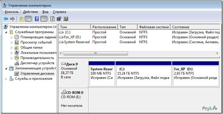 Управление дисками в Windows 7