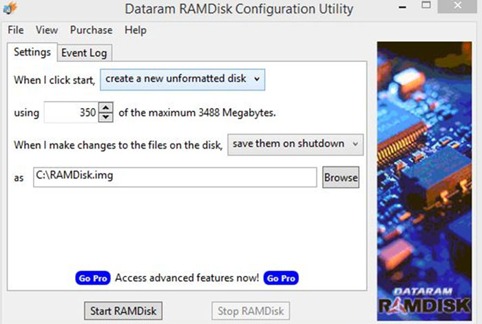 Последнее – нажмите кнопку Start Ram Disk