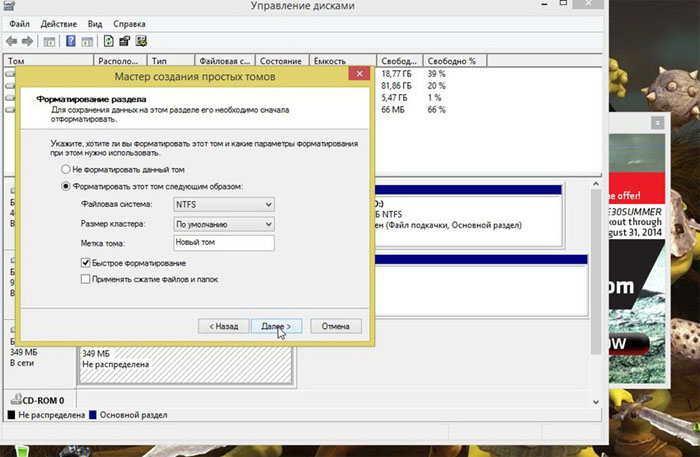 Мы рекомендуем устанавливать Ntfs, поскольку того требует размер раздела